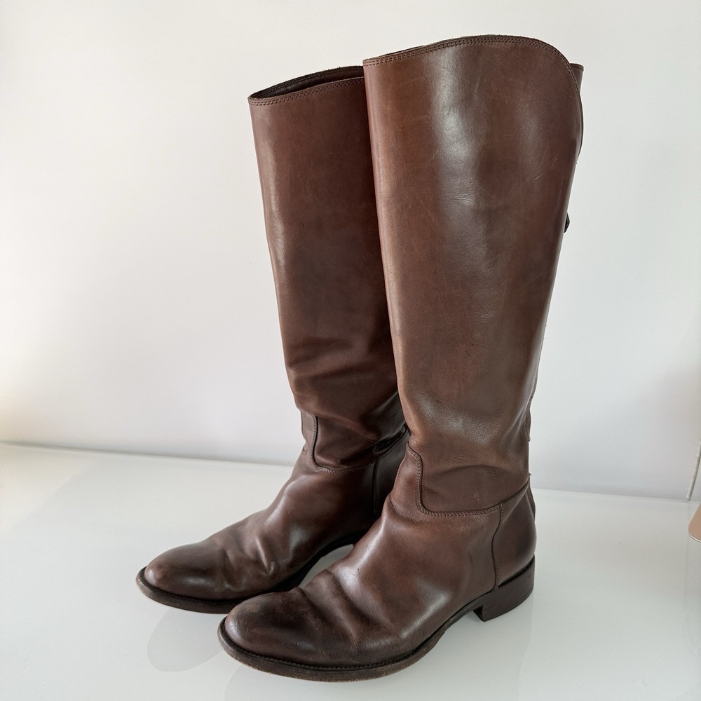 Loro Piana Brown‎ Leather Riding Boots Knee High Equestrian Italy Women's EU 37